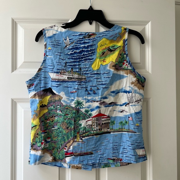 Vintage Hawaiian Sleeveless Top with Button Front, Tropical Print, Size Medium - Picture 6 of 6